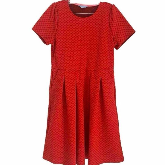 Draper James RSVP Women's 1X Heart Knit Fit & Flare Mini Dress Bright Red Twee - Picture 4 of 9